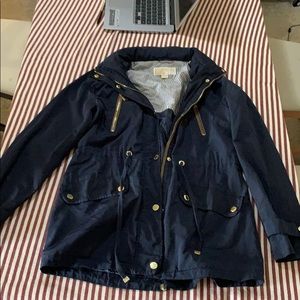 Michael Kors blue rain coat with hood